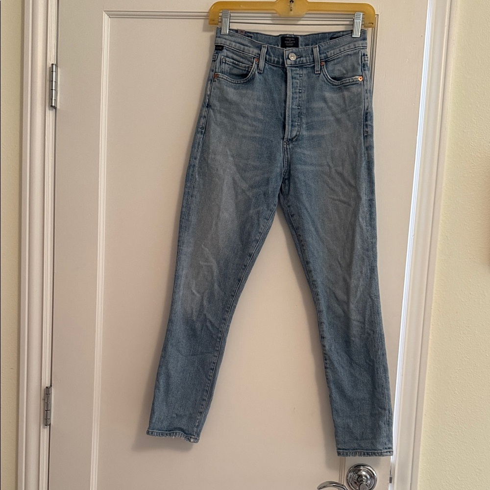 Citizens Of Humanity Olivia Crop High Rise Slim Light Blue Straight Leg Jeans